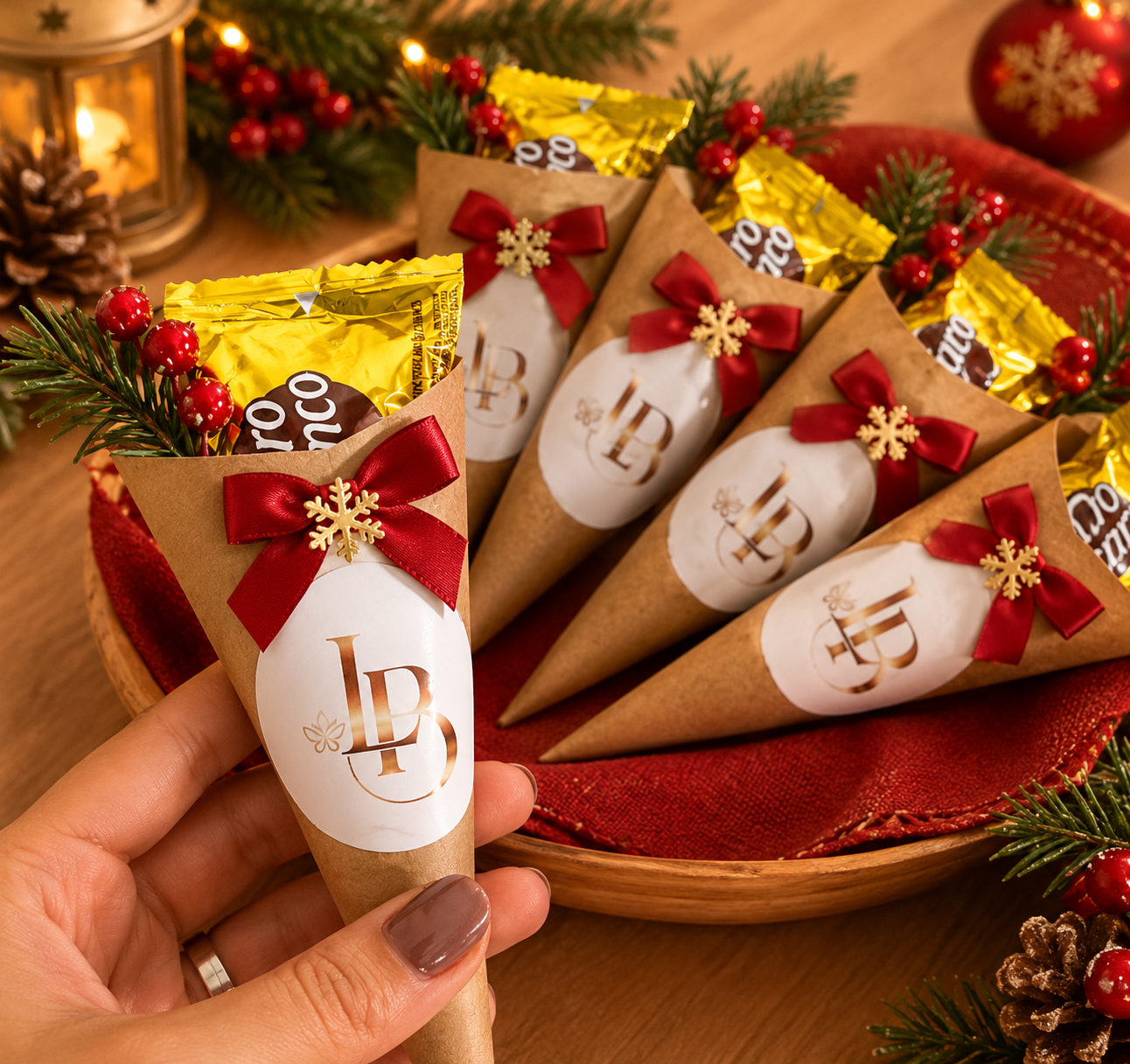 Cone de Chocolate Personalizado – Natal e Fim de Ano - Unidade
